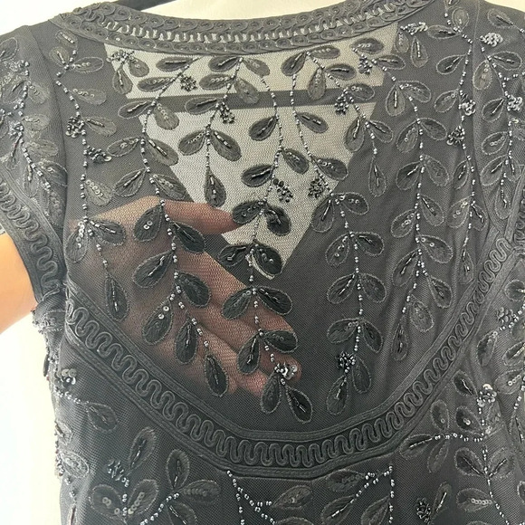 Sue Wong size 2 sequin art deco sheer back wedding guest formal midi dress - Picture 4 of 10